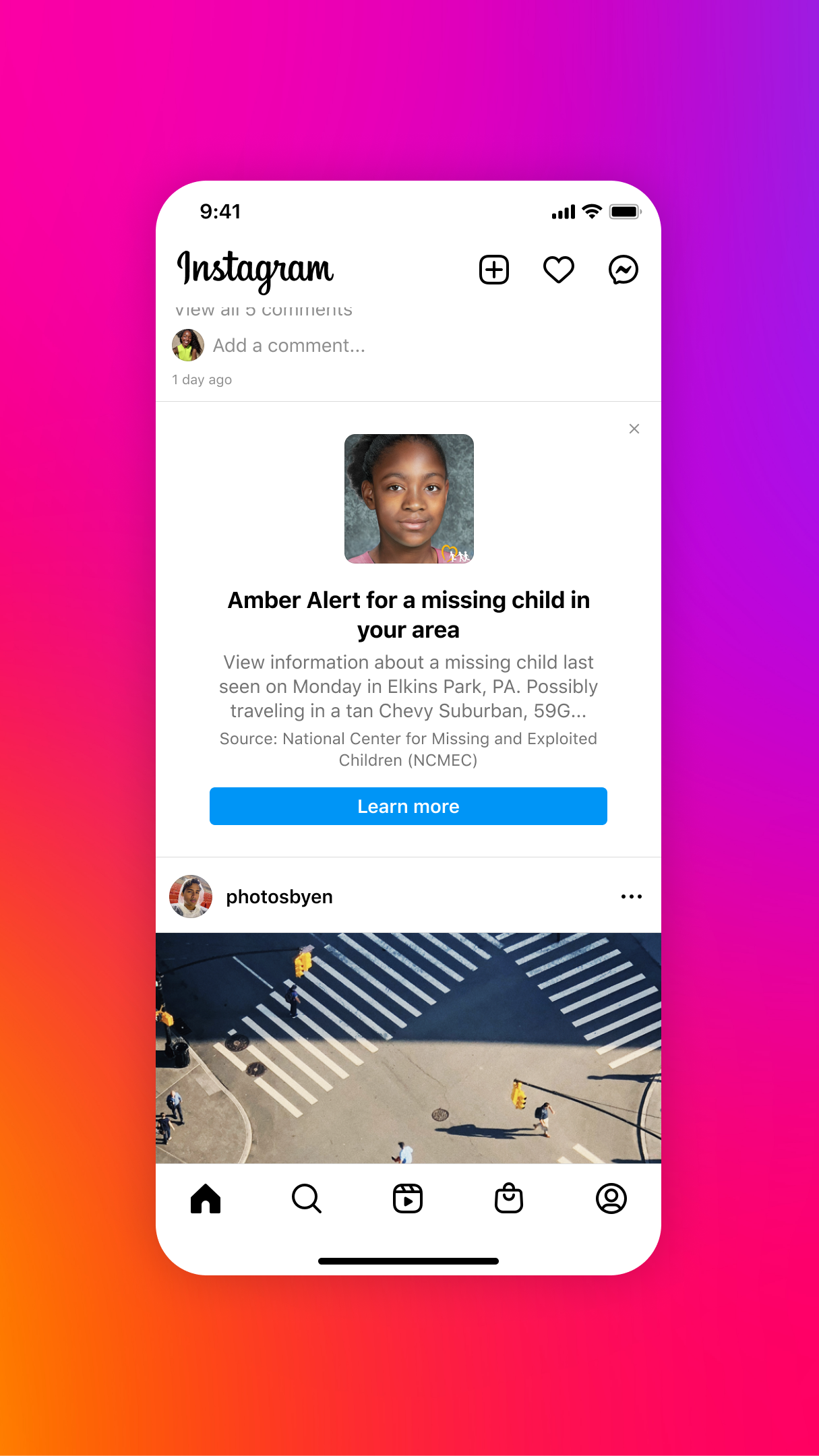 Instagram AMBER Alerts