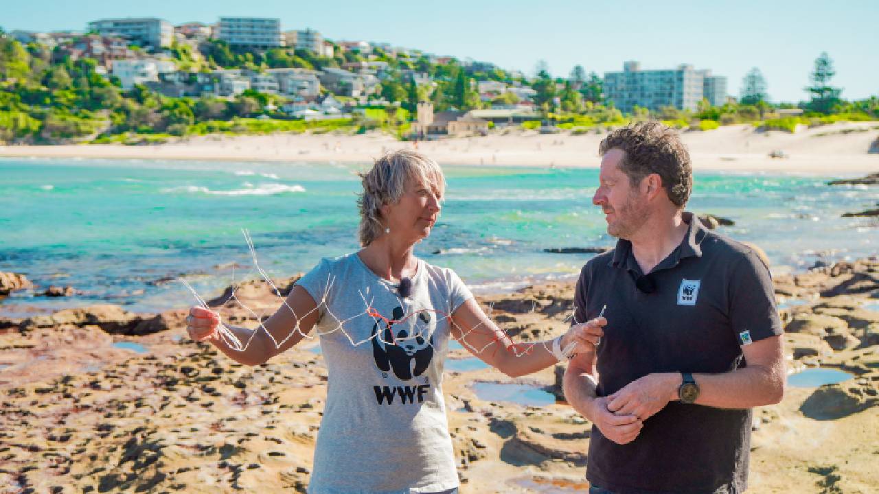 Layne Beachley and Richard Leck, Head of Oceans at WWF-Australia at Freshwater Beach in Sydney