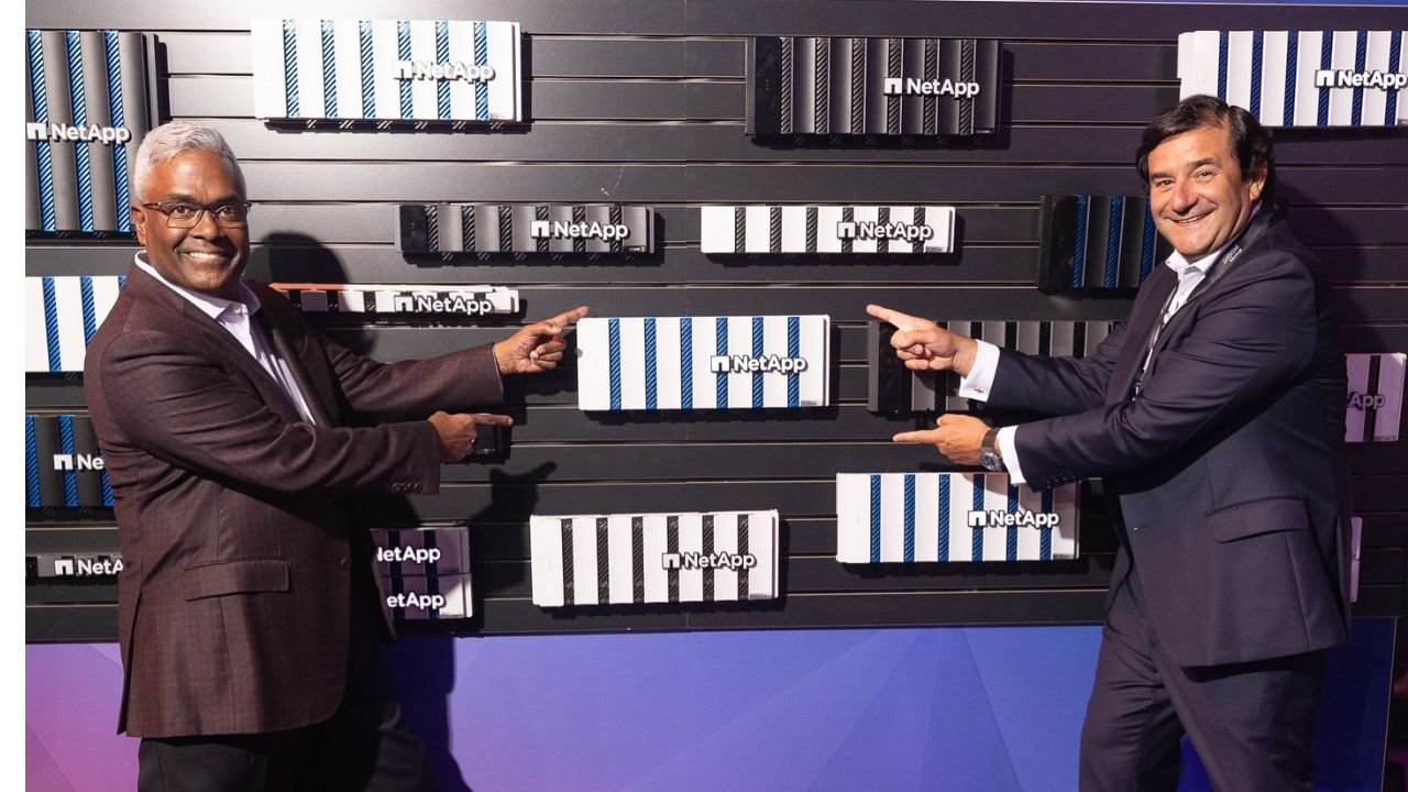 NetApp CEO George Kurian (left) emphasized data's crucial role in the AI era at the NetApp Insights 2024