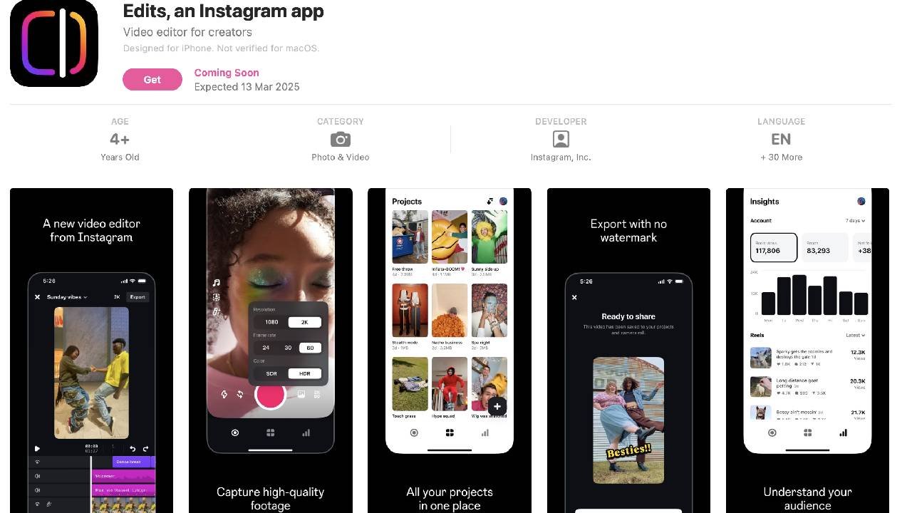 Meta’s New Video Editing Tool “Edits” Aims to Compete with CapCut