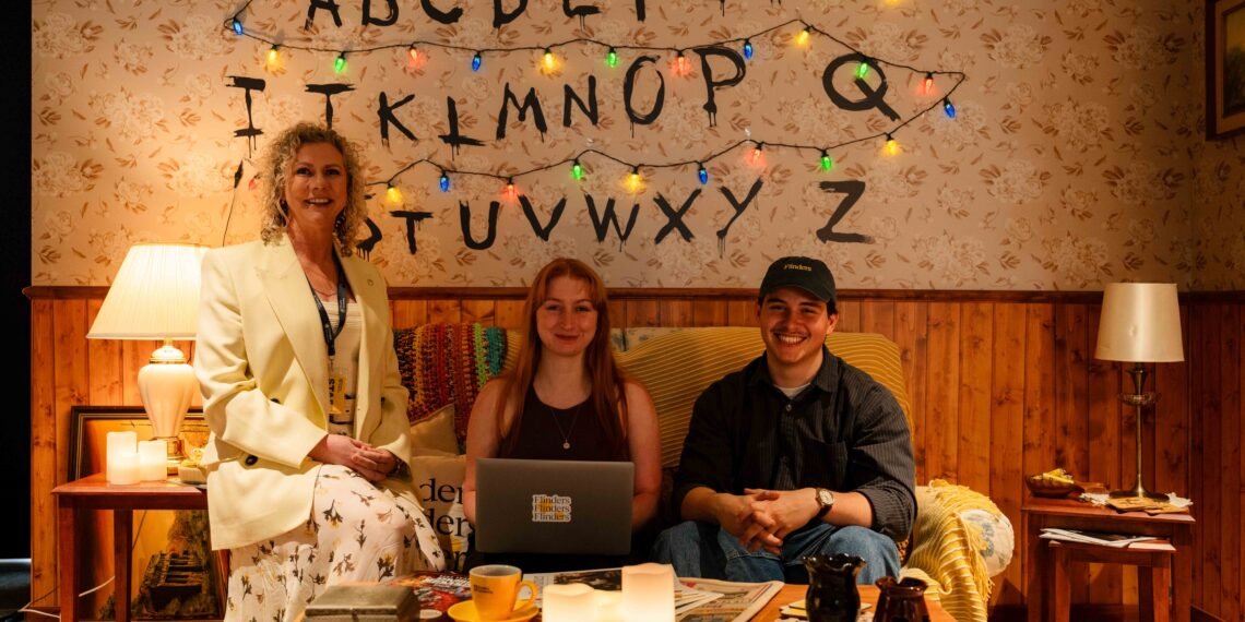 Dr Lisa Harrison and students of Flinders University