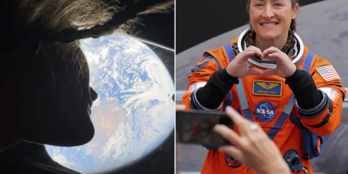 NASA astronaut Christina Koch gazes at Earth on April 2, 2026, taken with an iPhone 17 Pro Max. NASA
