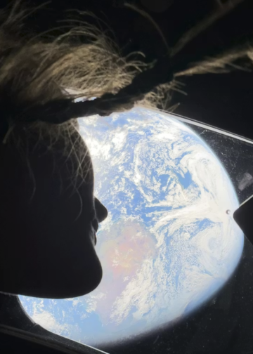 NASA astronaut Christina Koch gazes at Earth on April 2, 2026, taken with an iPhone 17 Pro Max. NASA